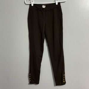 Cache brown leggings with brass buttons at the ankles size S